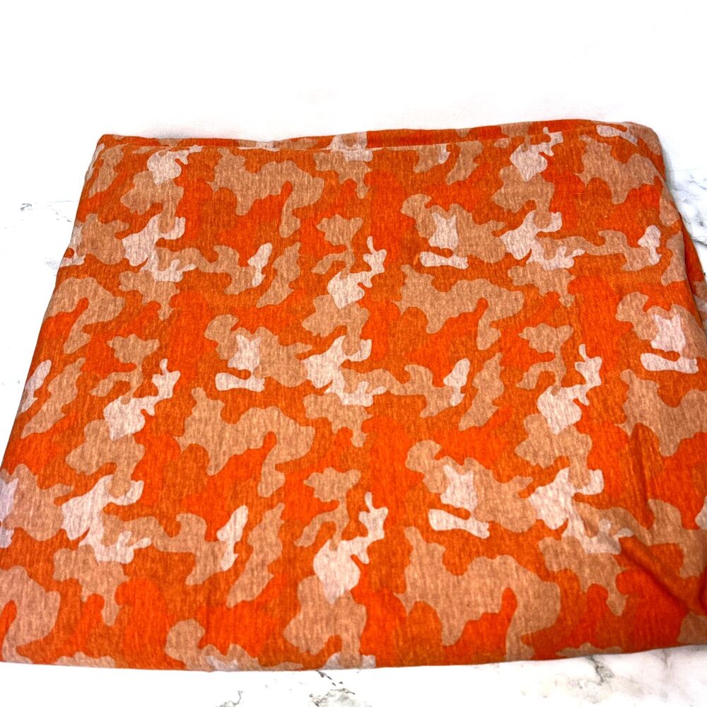 Orange Camouflage Knit Fabric Medium Weight W66 in x 4 Yards 10 in.